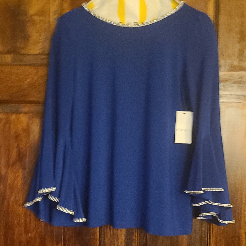 Chaus Women's Royal Blue Flare Sleeve Blouse